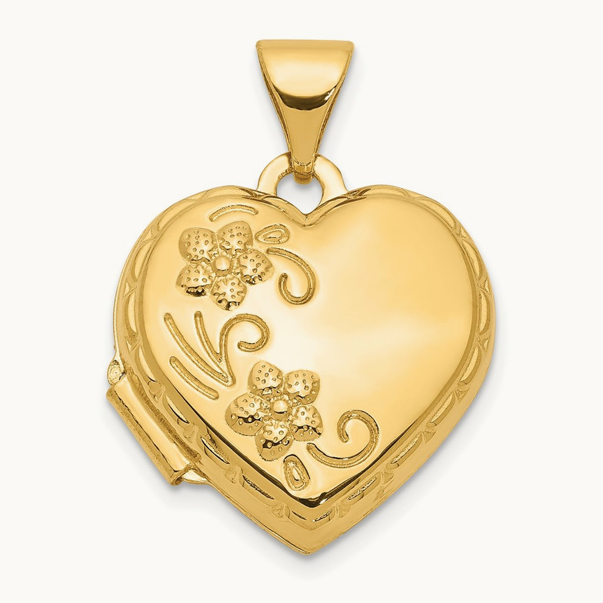 Reversible Floral Love You Always Heart Locket, 14K