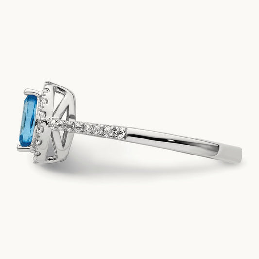 Blue Topaz December Birthstone Ring, 0.20 ct tw Lab-Grown Diamond