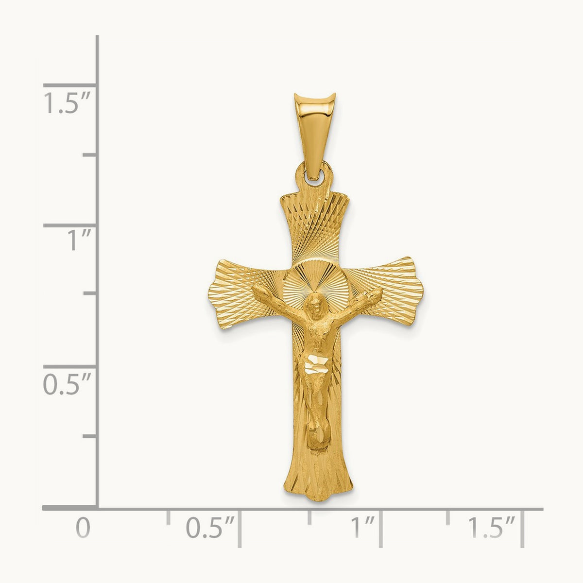 Polished Satin and D/C Crucifix Pendant, 14K
