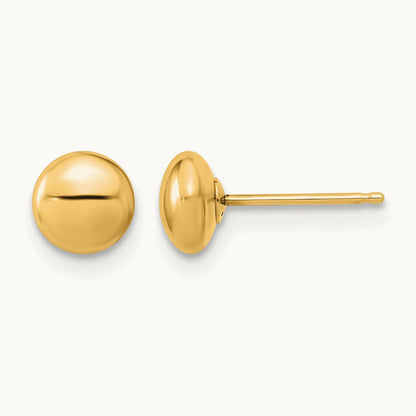 Polished Button Post Earrings — 14K Yellow Gold, 5.5mm