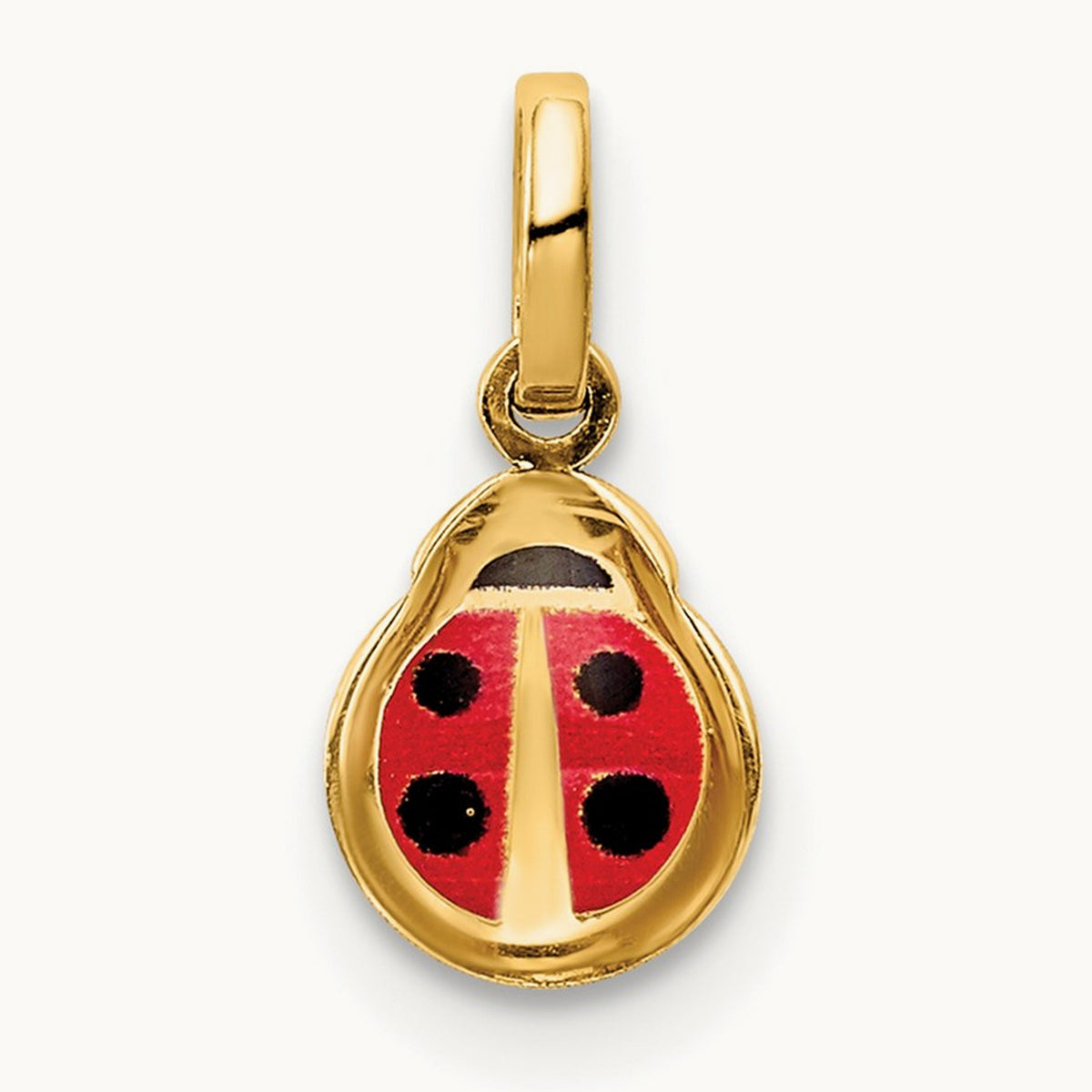Enamel Ladybug Charm, 14K