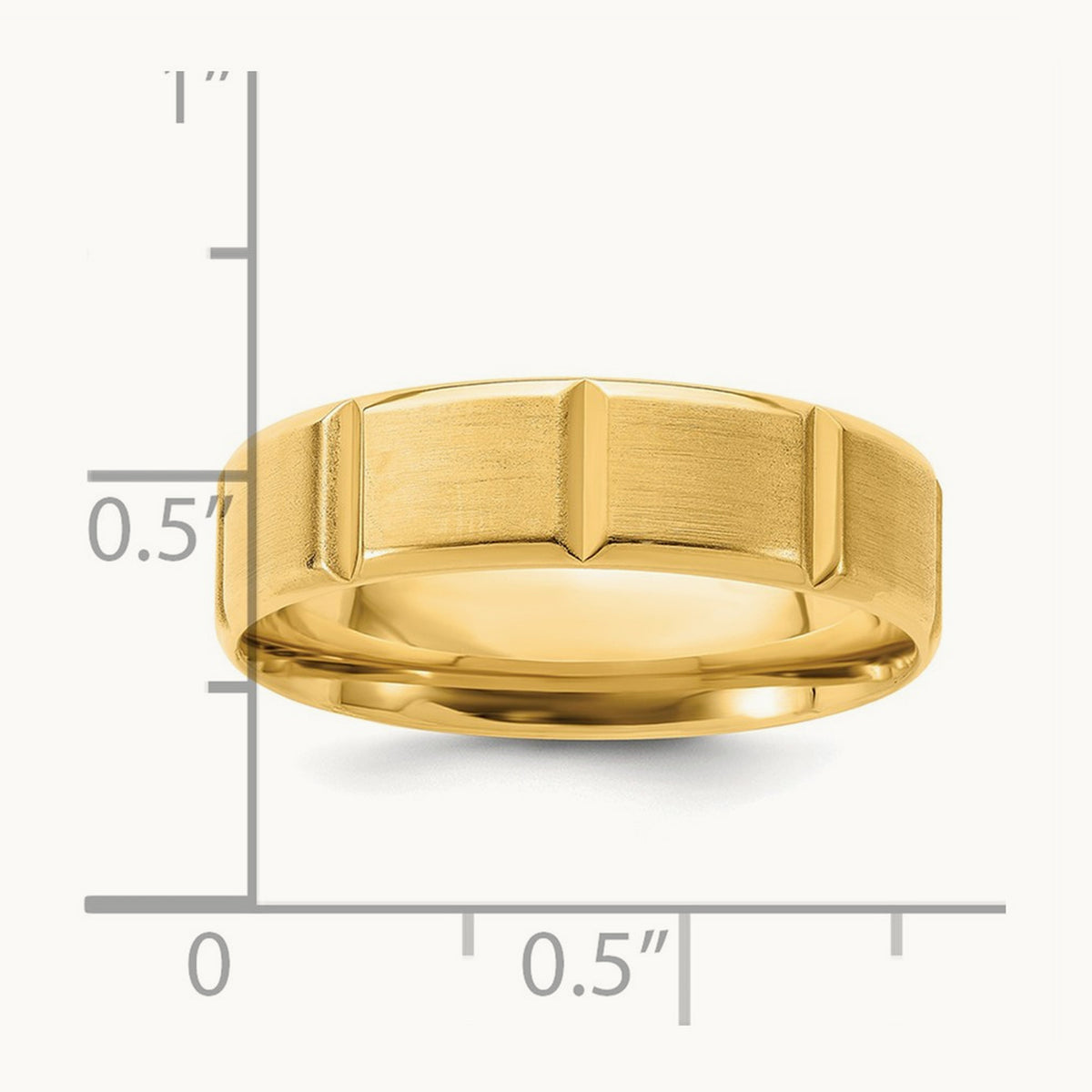 Light Comfort Fit Brush Satin Fancy Band, 14K Yellow Gold