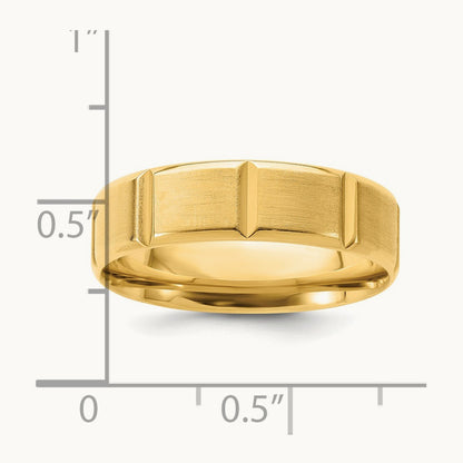 Light Comfort Fit Brush Satin Fancy Band, 14K Yellow Gold