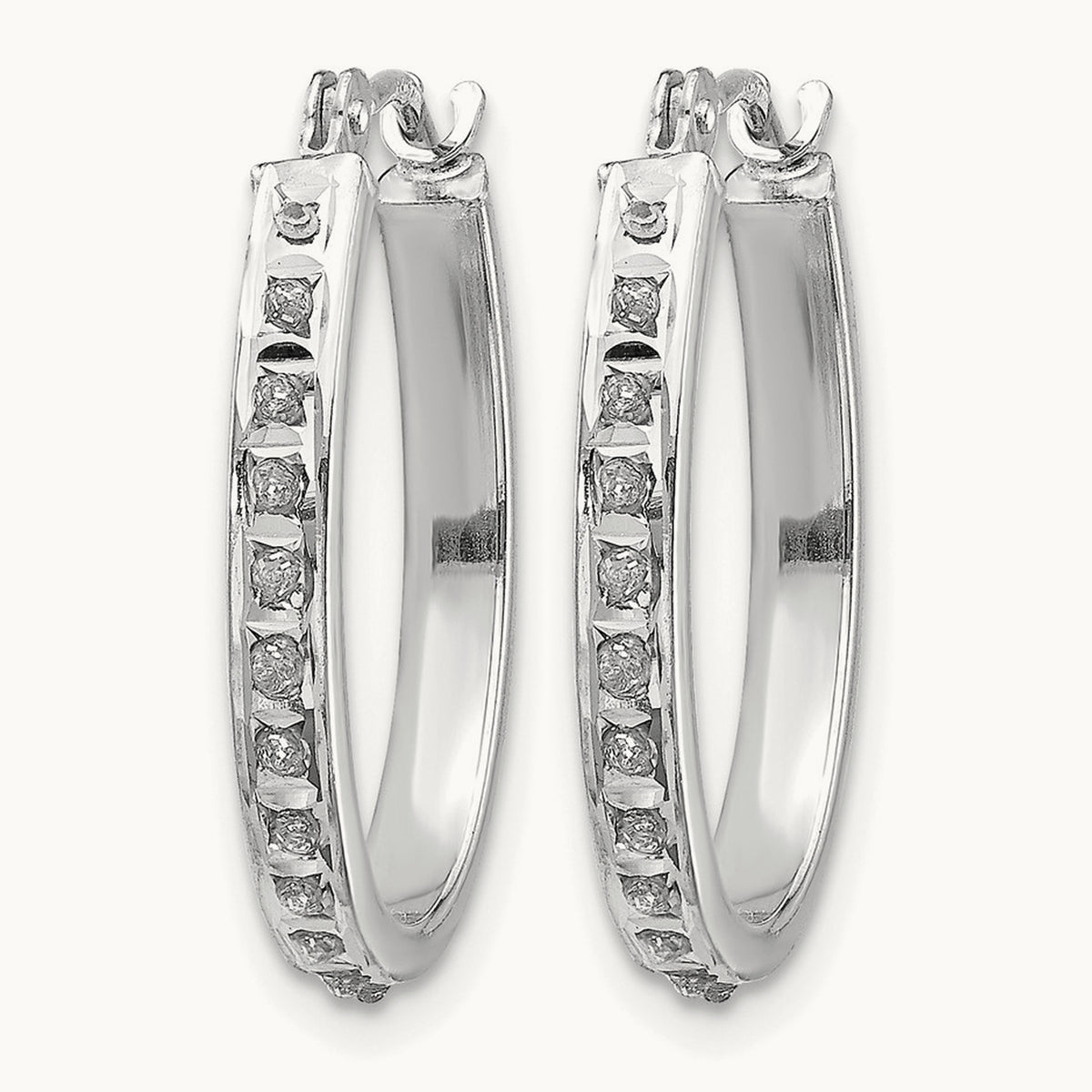 WG Diamond Fascination Diamond Dust/Accent Oval Hoop Earrings, 14K
