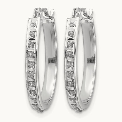 WG Diamond Fascination Diamond Dust/Accent Oval Hoop Earrings, 14K