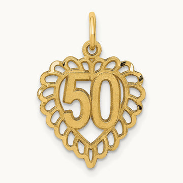 50 in Heart Charm, 14K