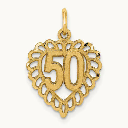 50 in Heart Charm, 14K