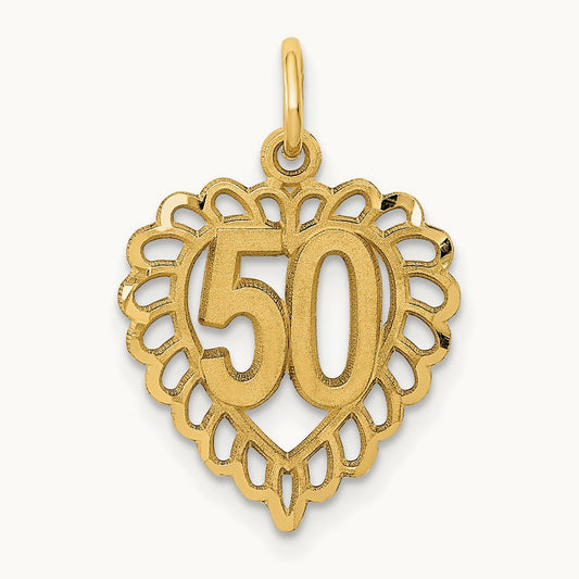 50 in Heart Charm, 14K