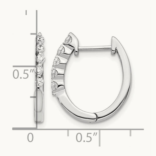 Diamond Hinged Hoop Earrings, 14K White Gold