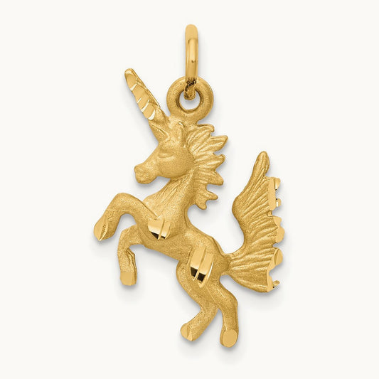 Dancing Unicorn Charm, 14K