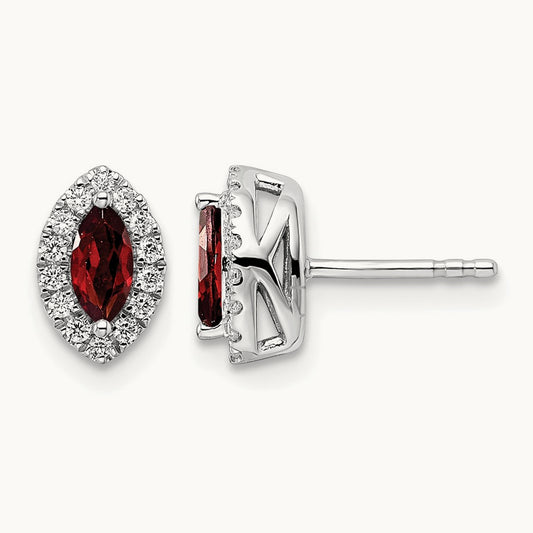Garnet Jan Birthstone Earrings, 0.20 ct tw Lab-Grown Diamond