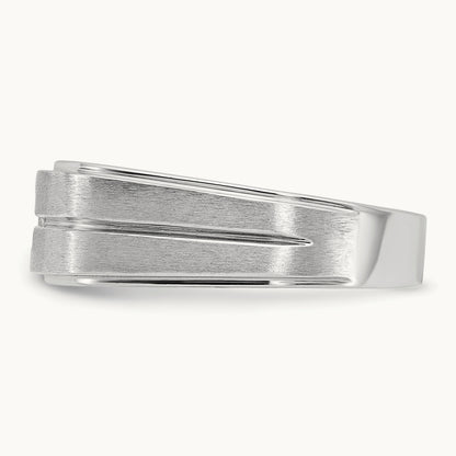 IBGoodman Men's Polished/Satin Diamond Complete Ring, 14K White Gold