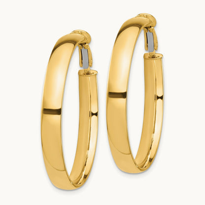 High Polished Omega Back Hoop Earrings — 14K Yellow Gold, 5mm
