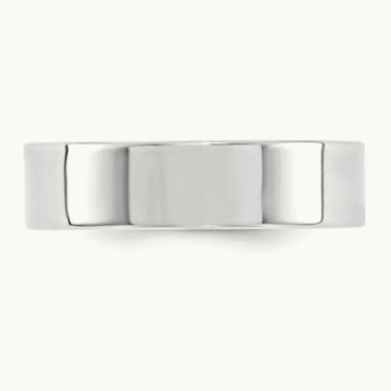 Standard Flat Comfort Fit Band, 6mm, 10K White Gold