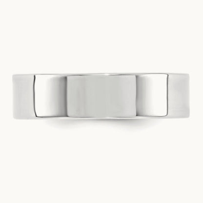 Standard Flat Comfort Fit Band, 6mm, 10K White Gold