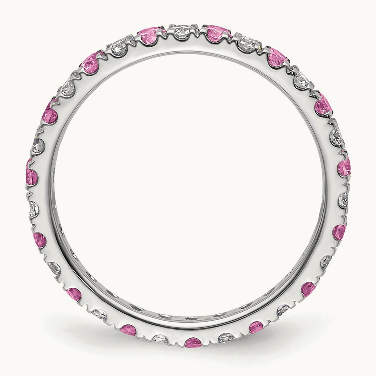 Created Pink Sapphire Eternity Band — 14K White Gold, 2.25 mm