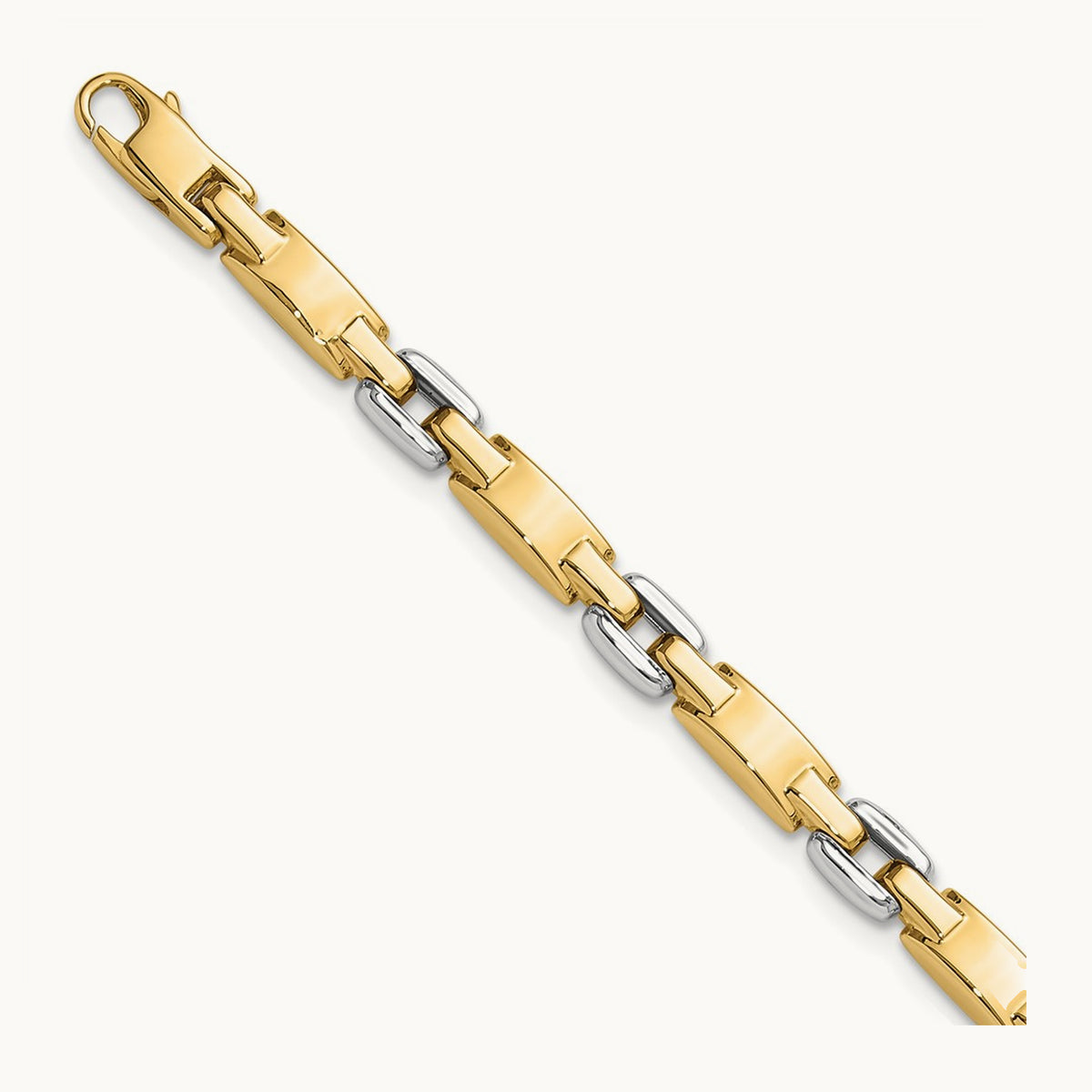 Polished Fancy Link Bracelet, 14K Two-tone