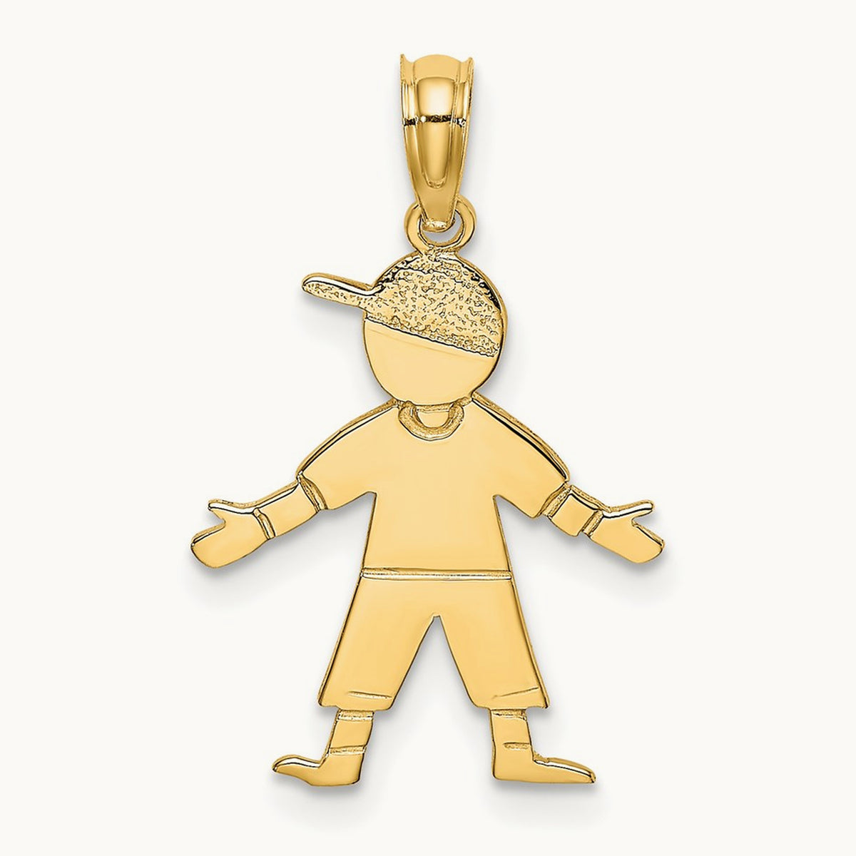 Boy w/ Baseball Cap Charm, 14K