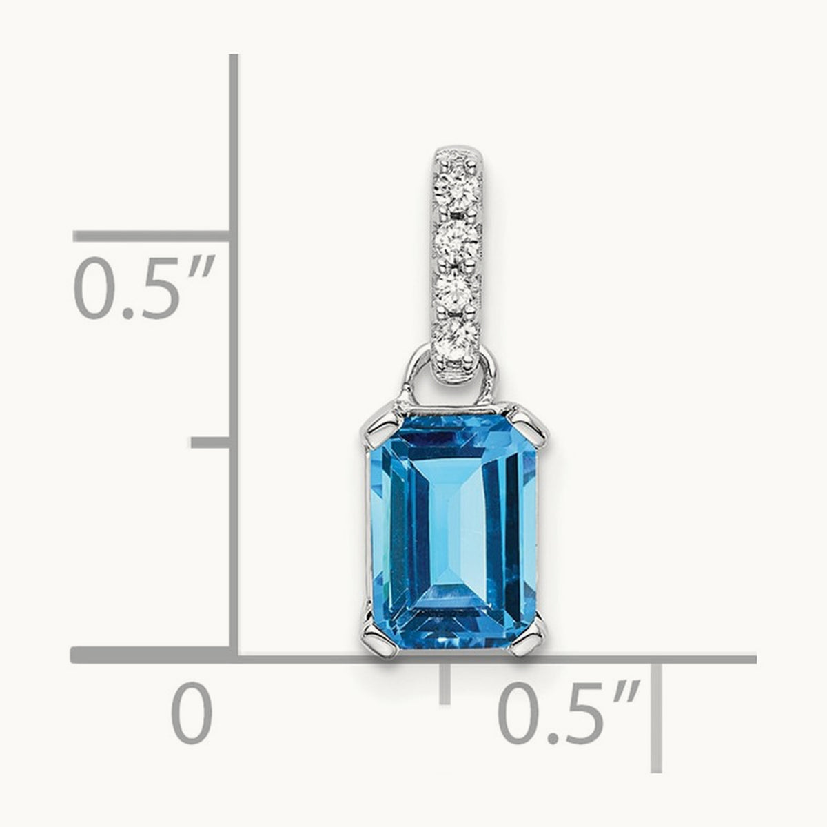 Blue Topaz and Diamond Pendant — 14K White Gold
