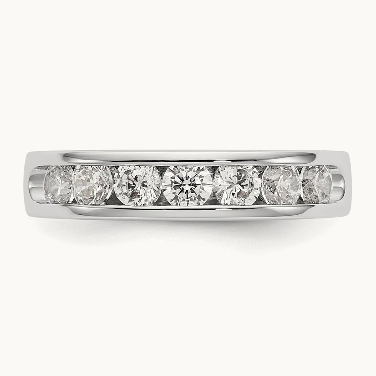 7-Stone Diamond Channel Band, 14K White Gold