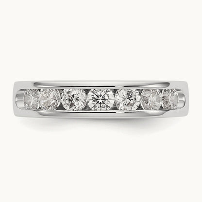 7-Stone Diamond Channel Band, 14K White Gold