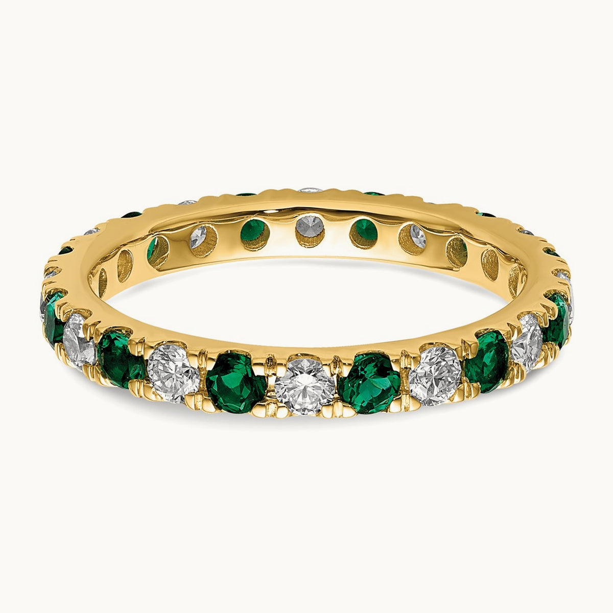 Created Emerald Eternity Band — 14K Yellow Gold, 2.65 mm