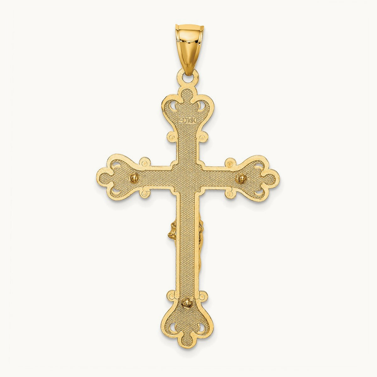 Engraved Crucifix Charm — 14K Yellow Gold, 44.8mm