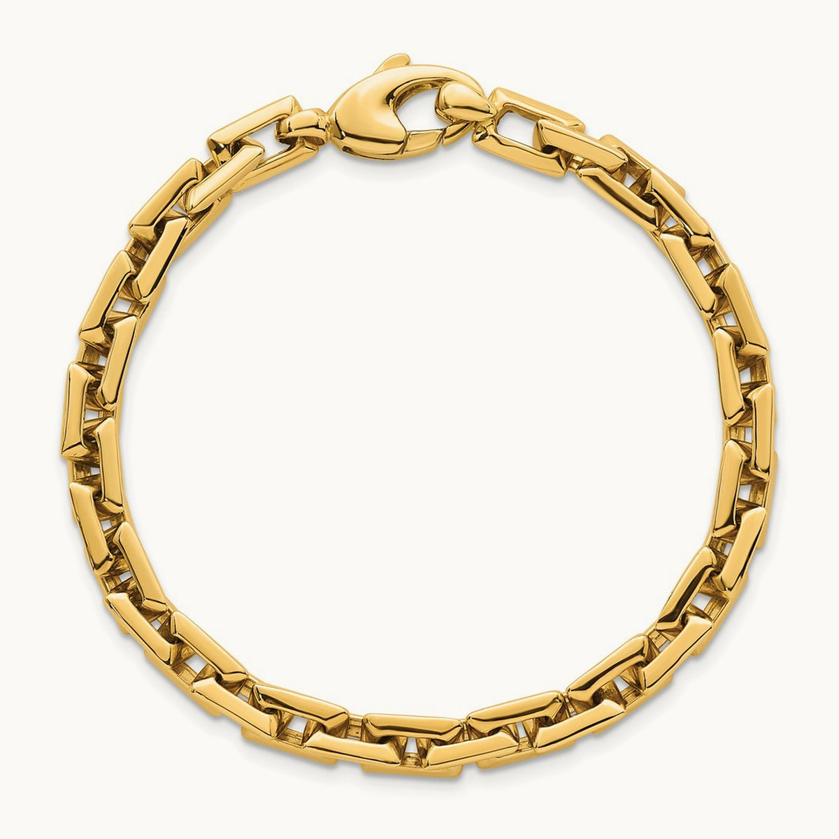 Polished Square Link Bracelet, 6.25mm, 14K