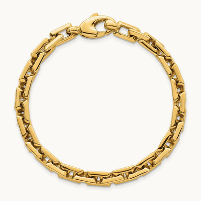 Polished Square Link Bracelet, 6.25mm, 14K