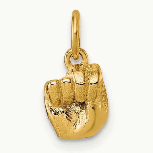 American Sign Language Alphabet Fingerspelling Sign N Pendant, 14K