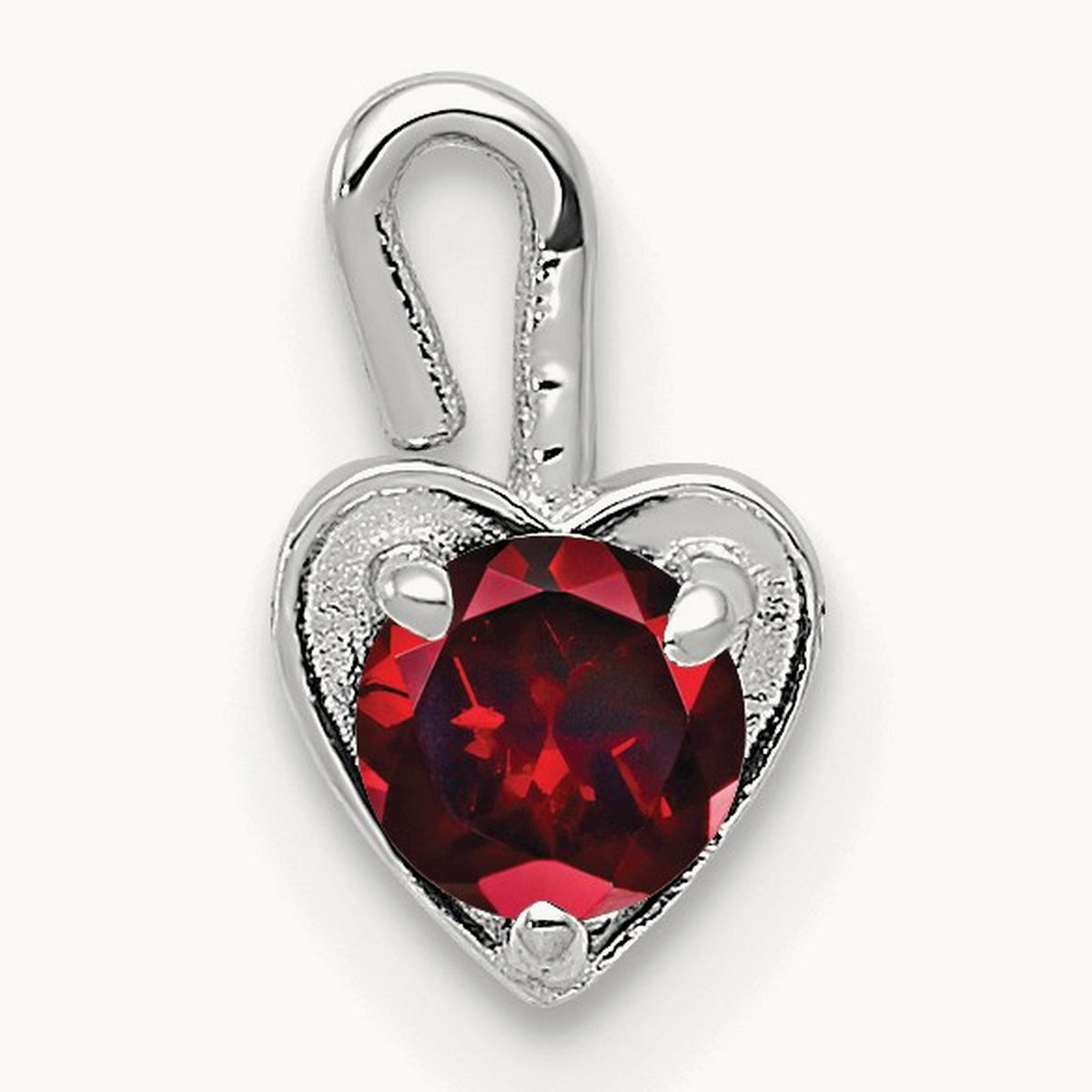 January Synthetic Birthstone Heart Charm — 14K White Gold
