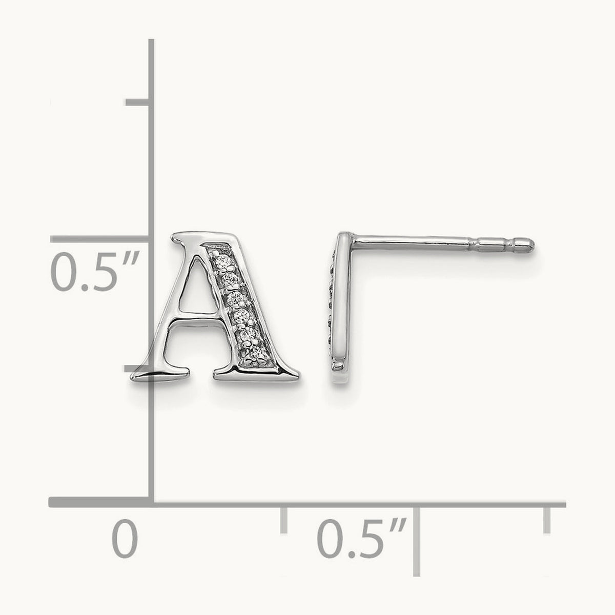 Diamond Earrings — 14K White Gold, 8mm, A