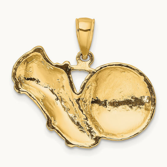 Soccer Shoe Kicking Ball Charm, 14K