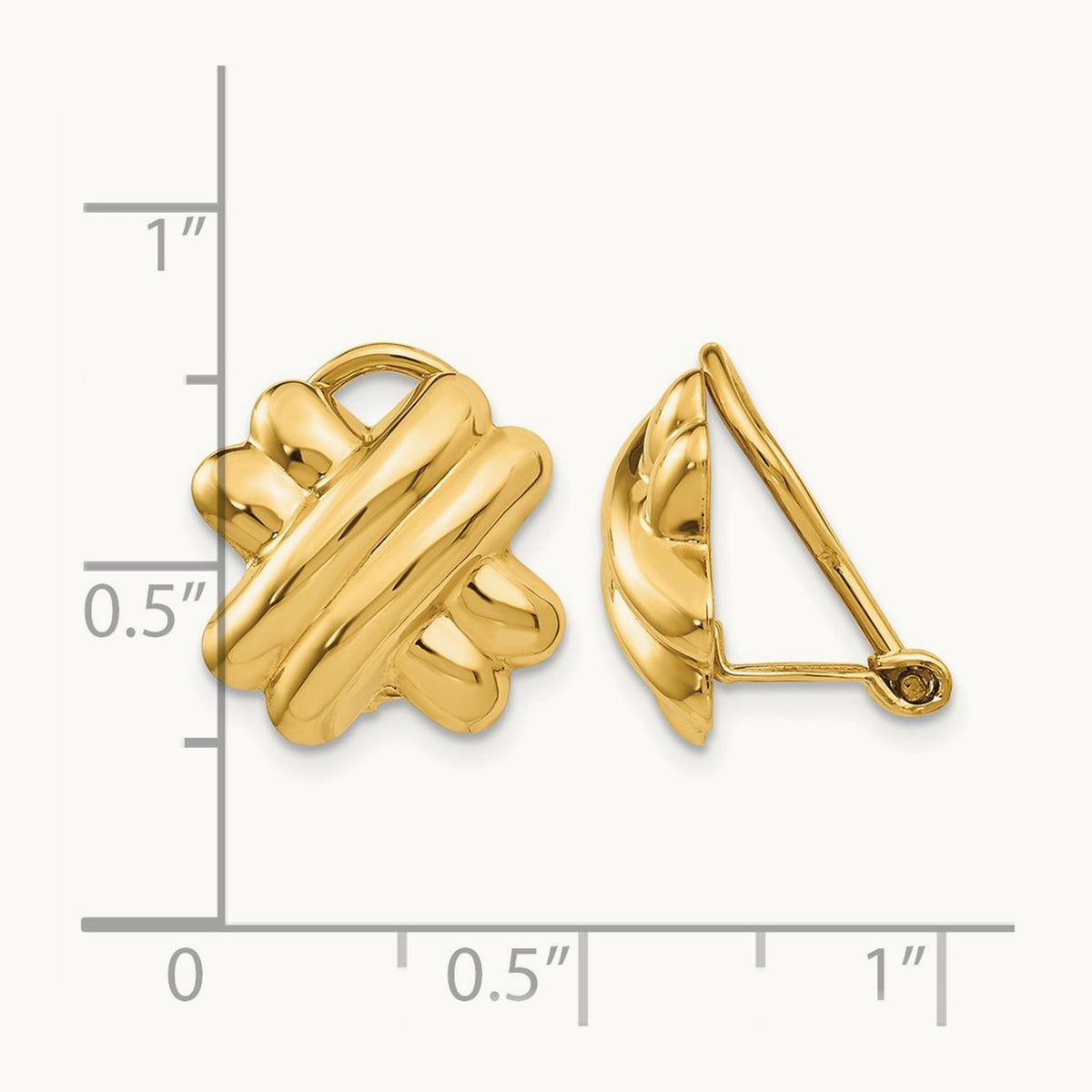 Non-pierced X Earrings, 14K