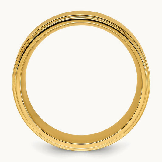 Polished Yellow IP-plated Brushed Center Band, 8mm, Stainless Steel