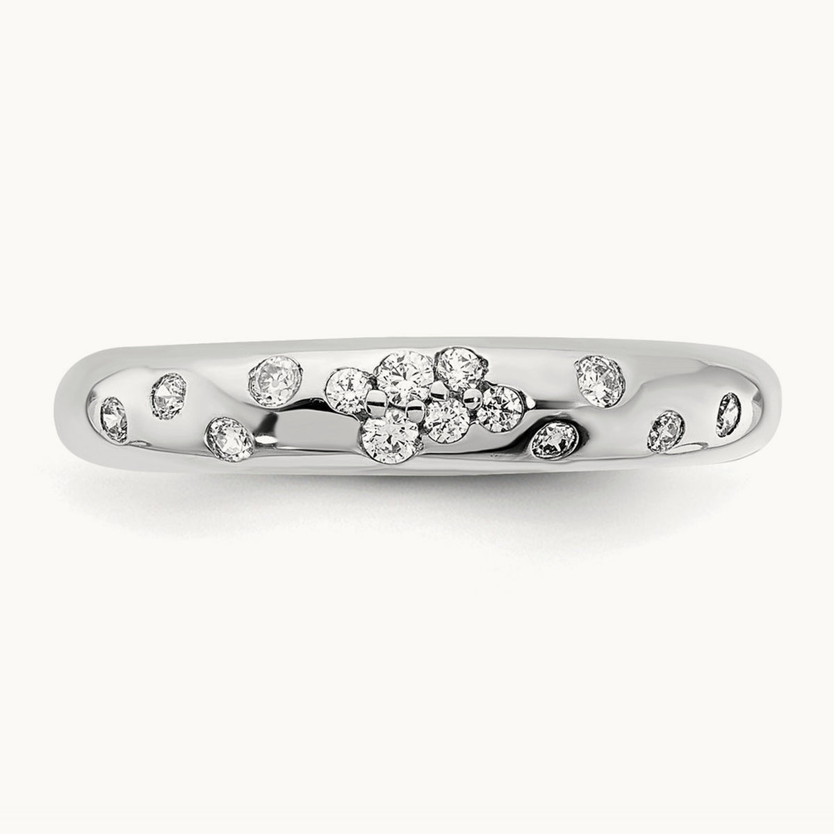 Polished Diamond Sprinkle Ring — 14K White Gold, 7.00, 7