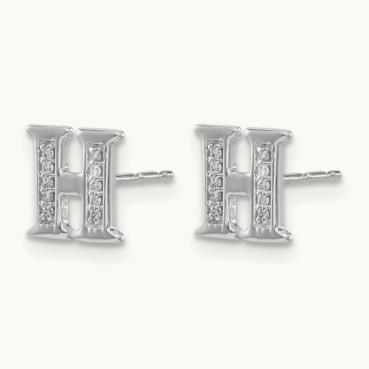 Diamond Earrings — 14K White Gold, 8mm, H