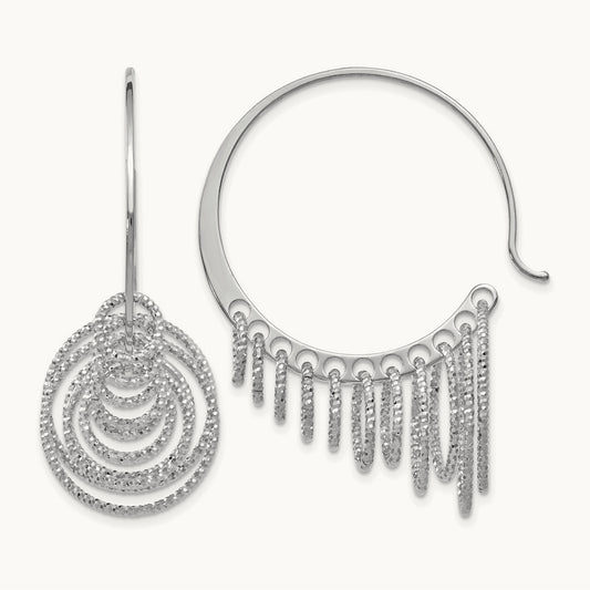 RH-plated Polished and Laser-cut Hoop Earrings, Sterling Silver — Leslie's