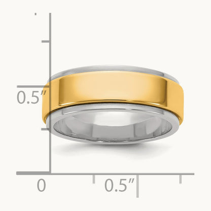 W/Y Step Edge Wedding Band, 7mm, 14K Two-tone