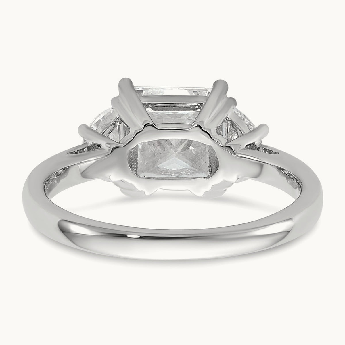 1/2ct Lab Grown Dia VS/SI+ G+ 1/2 Moon 2ct Princess Semi Eng Ring, 14K White Gold