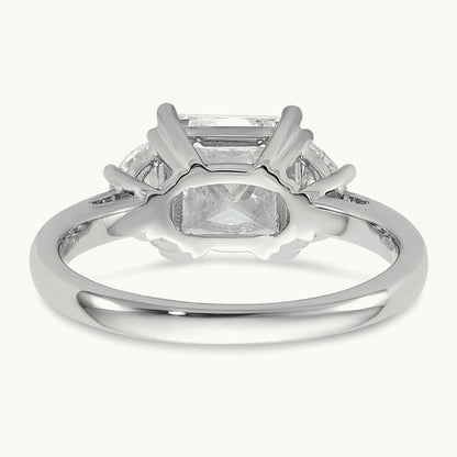 1/2ct Lab Grown Dia VS/SI+ G+ 1/2 Moon 2ct Princess Semi Eng Ring, 14K White Gold