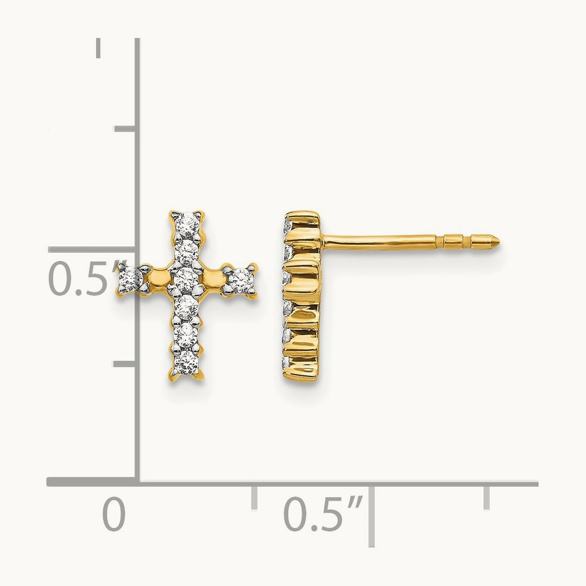 Cross Post Earrings, 0.10-0.20 ct tw Lab-Grown Diamond — 1/5 ct, 14K Yellow Gold