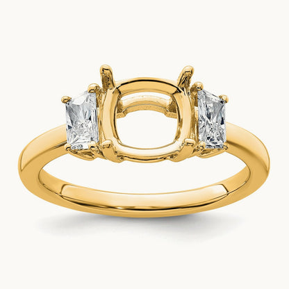 1/2 Moon Cushion Semi-Mount Engagement Ring, 0.50-0.75 ct tw Lab-Grown Diamond — 1/2 ct, 14K Yellow Gold
