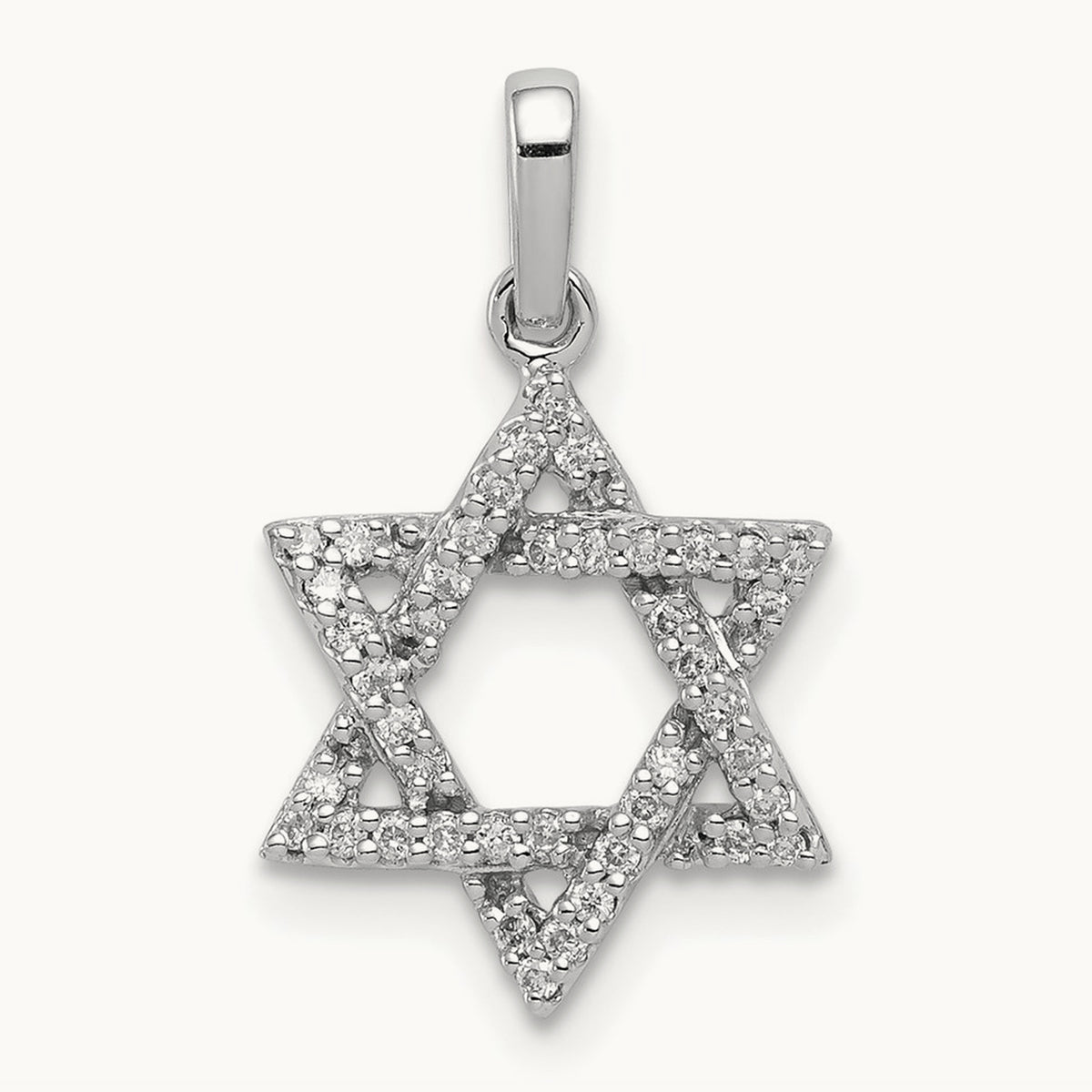 Diamond Star of David Pendant, 14K White Gold