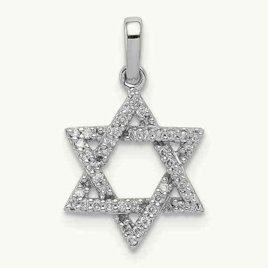 Diamond Star of David Pendant, 14K White Gold