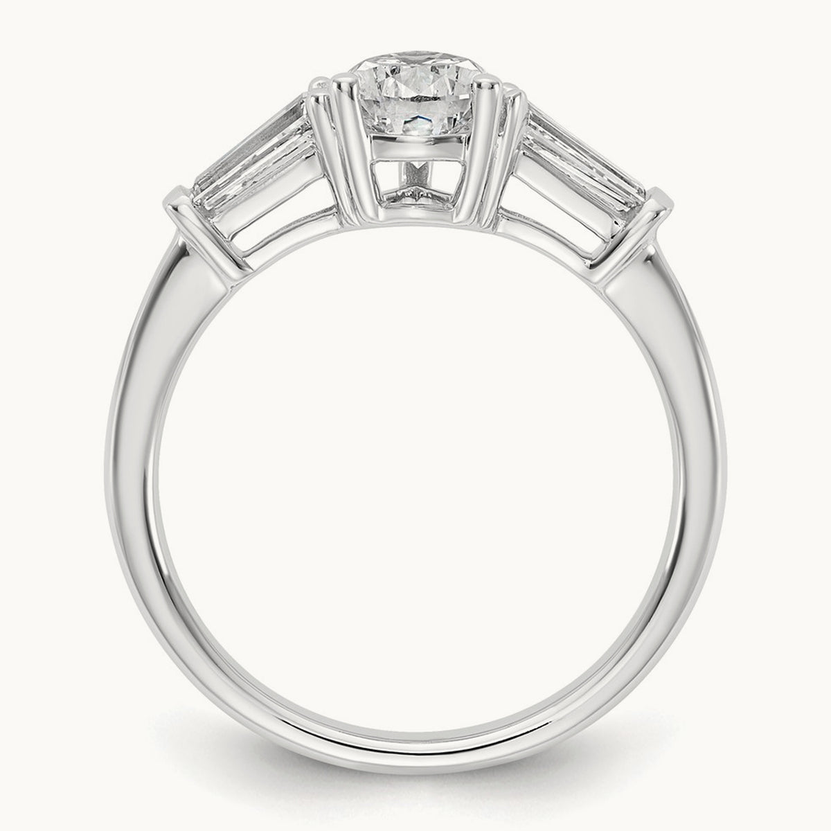 Pear/Baguette Engagement Ring — 14K White Gold, 1 1/2 ct, 7