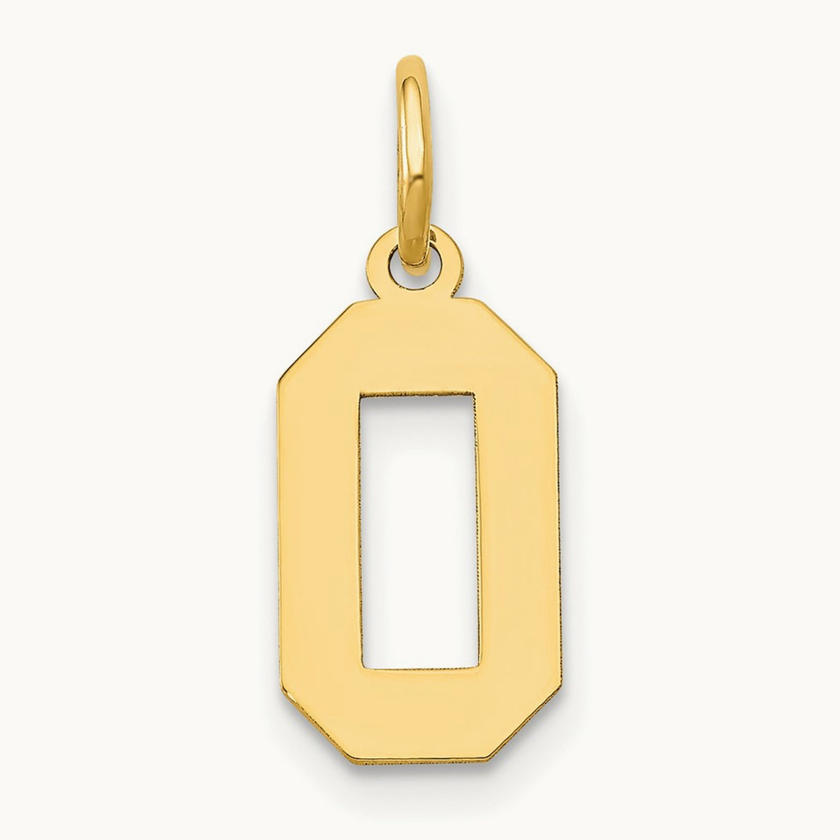 Small Polished Number 0 Charm — 14K Yellow Gold