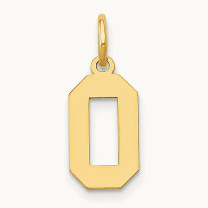 Small Polished Number 0 Charm — 14K Yellow Gold
