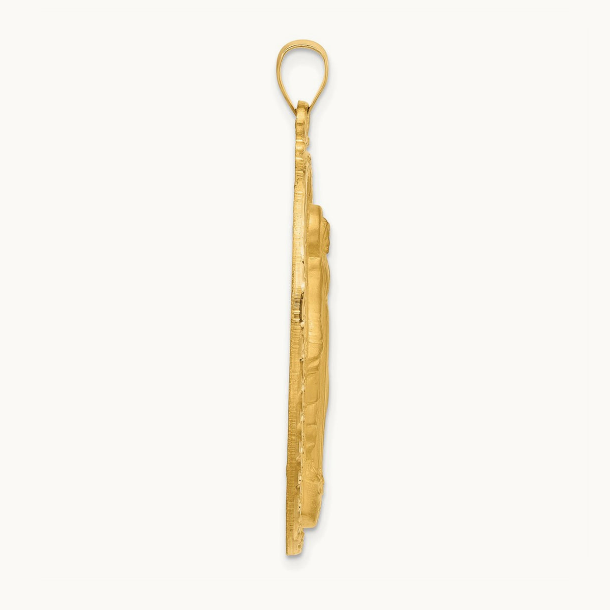 Satin and Polished Miraculous Medal Solid Oval Pendant — 45mm