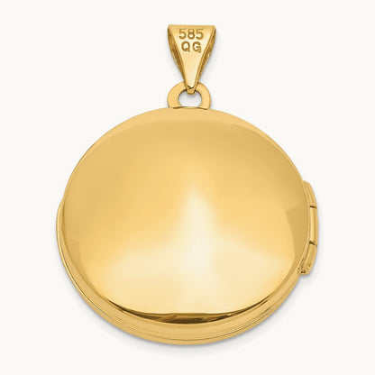 Round Leaf Floral Locket, 20mm, 14K Yellow Gold